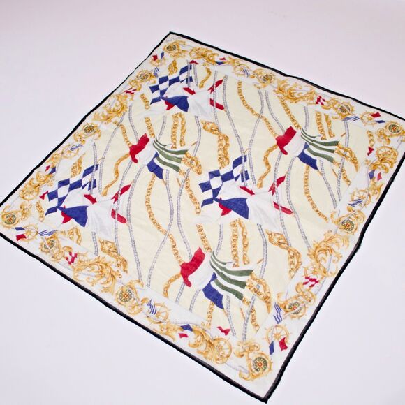 VTG Celine Paris Nautical Handkerchief French Sailing Flags 18"x18" Scarf - Picture 4 of 8